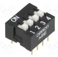 A6E-4104-N OMRON SMD Dip Switch On Off SPST 4 Raised Slide 0.025A 24VDC PC Pins