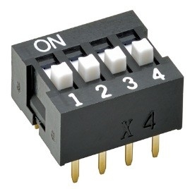 A6E-4104-N OMRON SMD Dip Switch On Off SPST 4 Raised Slide 0.025A 24VDC PC Pins
