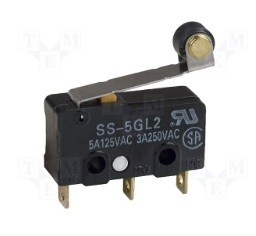 SPDT OMRON Snap Action Switch , SS 5GL2 Switch 5A 250VAC 0.49N Screw Mount Solder